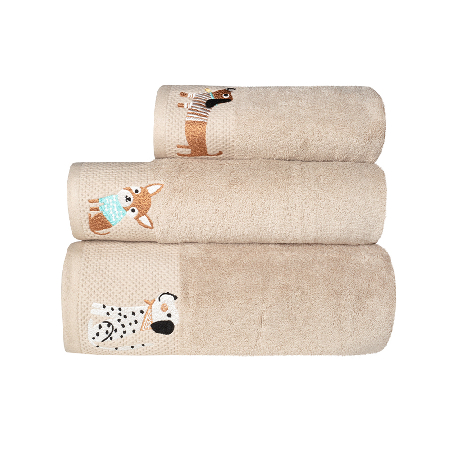 Комплект махровых полотенец Латте с вышивкой Nice Doggies