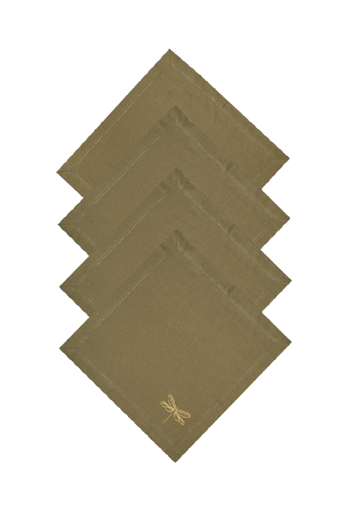 Комплект салфеток столовых с вышивкой lin/cotton Golden wings