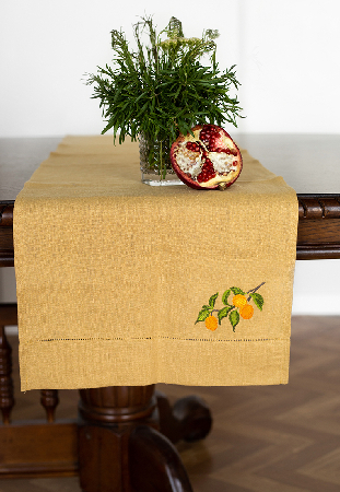 Дорожка столовая lin/cotton с вышивкой Apricot garden