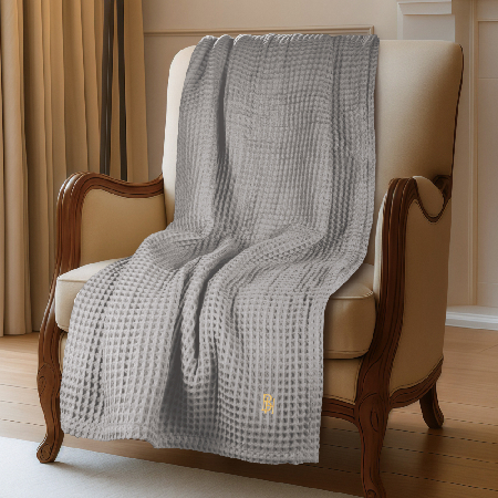 Плед вафельный Сильвер с вышивкой BH