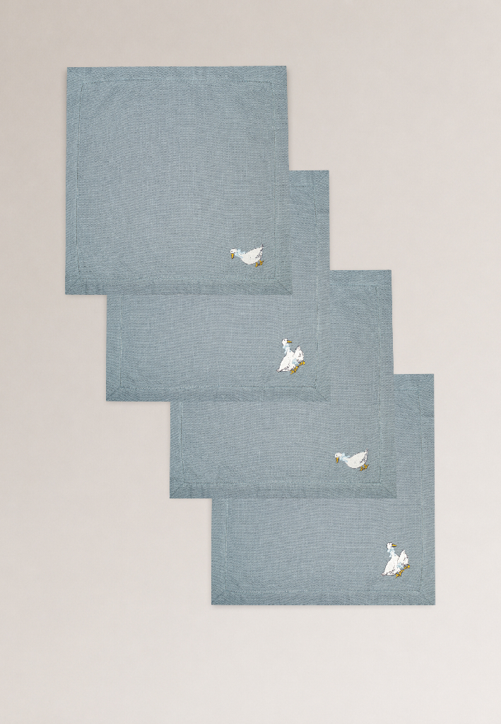 Комплект салфеток столовых с вышивкой lin/cotton Goose bernadotte