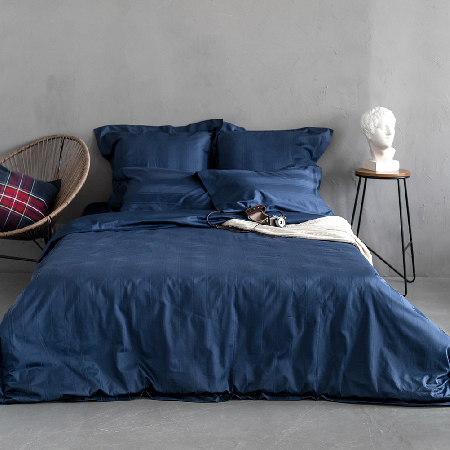 Комплект постельного белья Винсент Navy страйп-сатин 400 TC Комплект постельного белья Винсент Navy страйп-сатин 400 TC