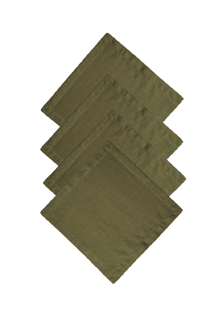 Комплект салфеток столовых lin/cotton Olive Green