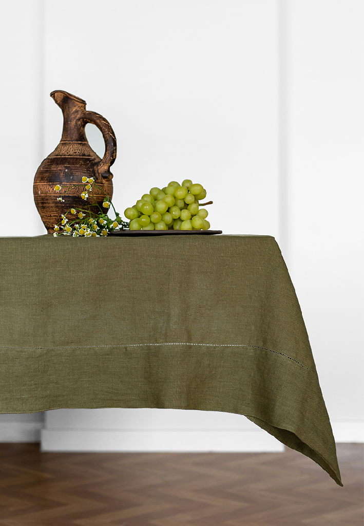 Скатерть столовая lin/cotton Olive Green