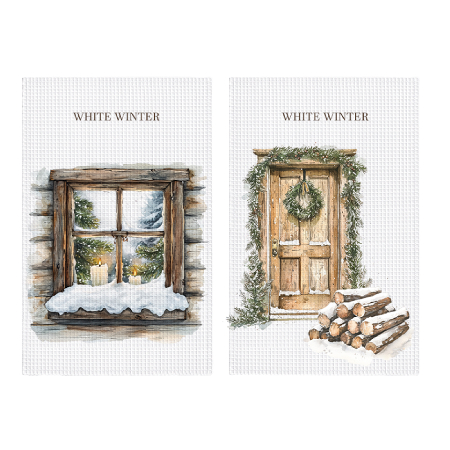 Набор полотенец вафельных Белая зима