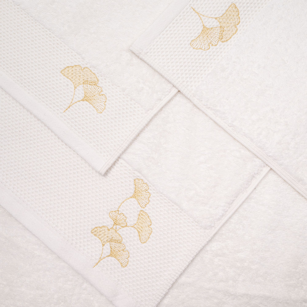Набор махровых полотенец Айвори с вышивкой Гинкго