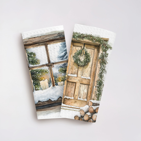 Набор полотенец вафельных Белая зима