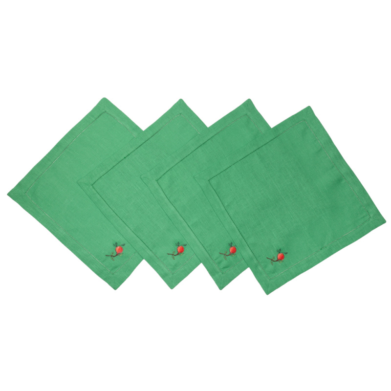 Комплект салфеток столовых Green c вышивкой Спелый гранат