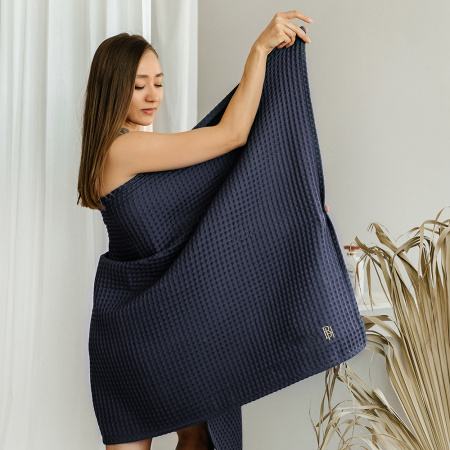 Полотенце вафельное Графит с вышивкой BH