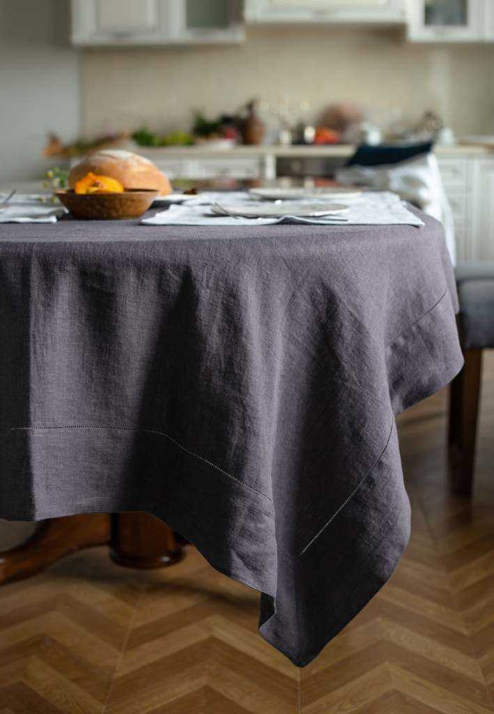 Скатерть столовая lin/cotton Dark Grey