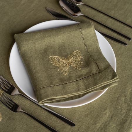 Комплект салфеток столовых с вышивкой lin/cotton Golden wings