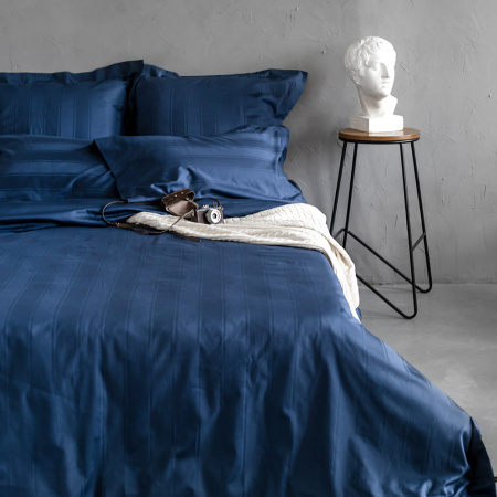 Комплект постельного белья Винсент Navy страйп-сатин 400 TC Комплект постельного белья Винсент Navy страйп-сатин 400 TC