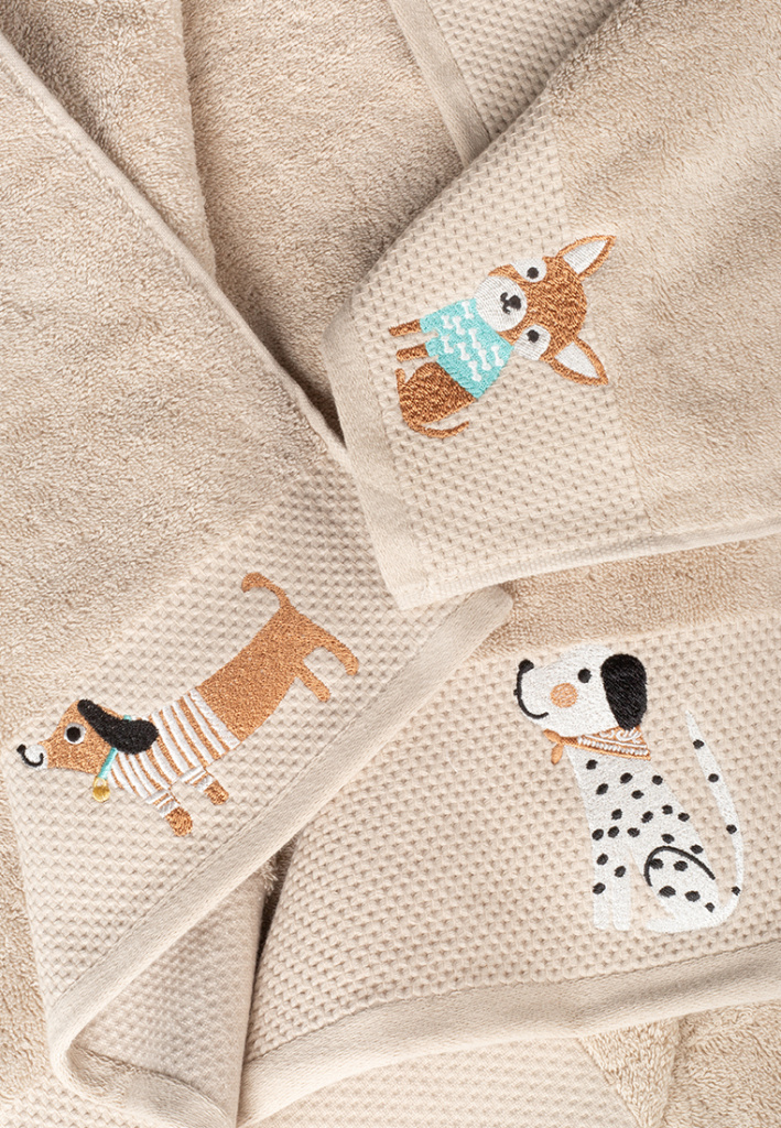 Комплект махровых полотенец Латте с вышивкой Nice Doggies
