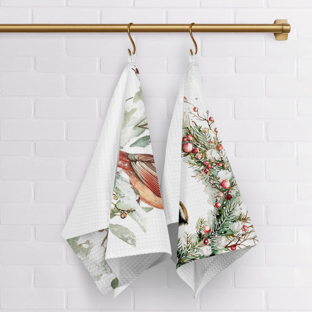 Набор полотенец вафельных Зимний кардинал