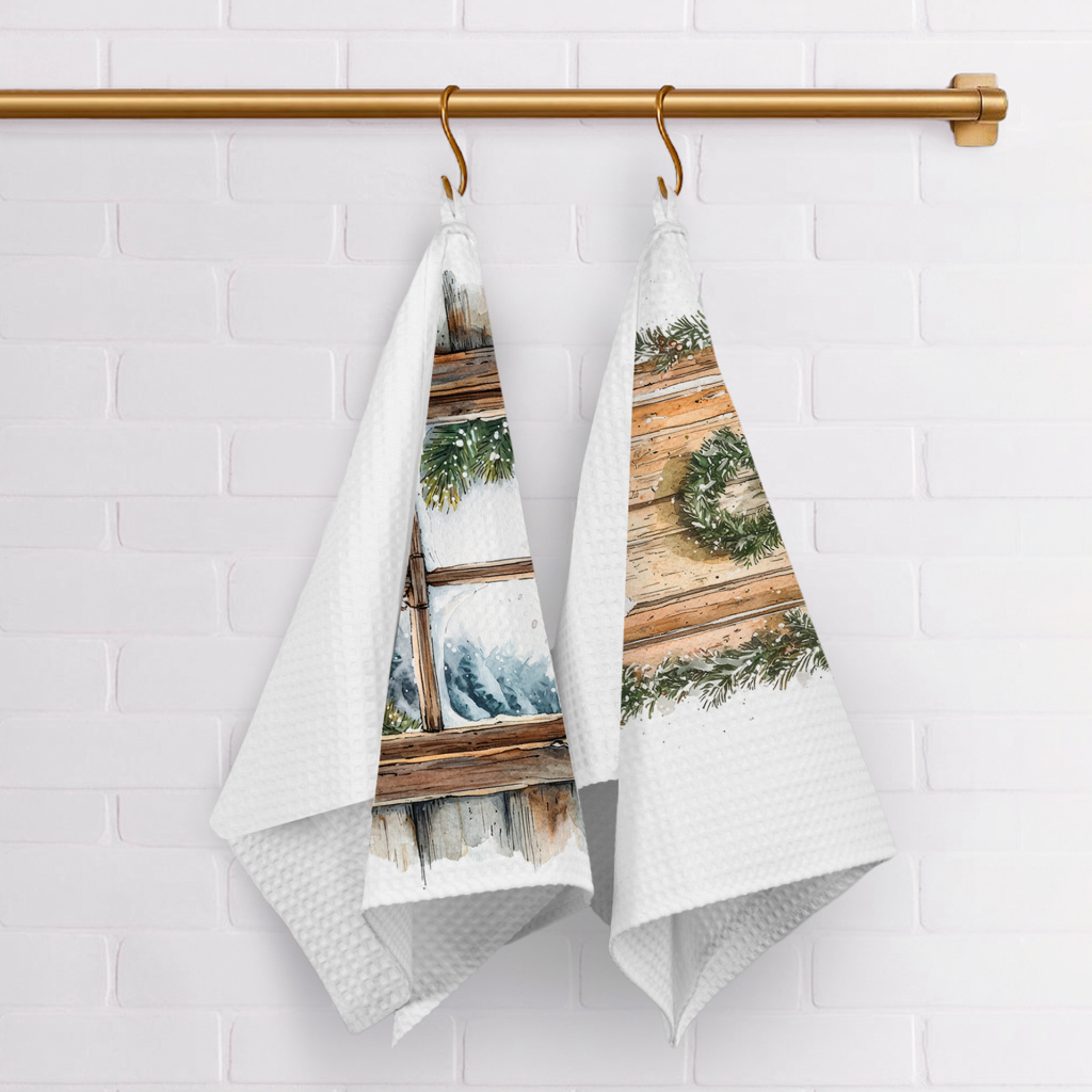 Набор полотенец вафельных Белая зима