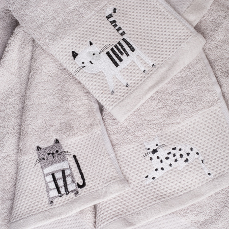 Комплект махровых полотенец Платинум с вышивкой Cute Kittens