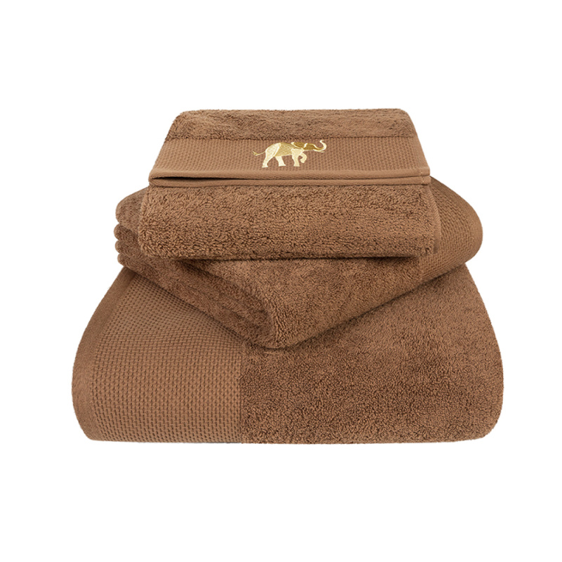 Комплект махровых полотенец Корица с вышивкой Safari