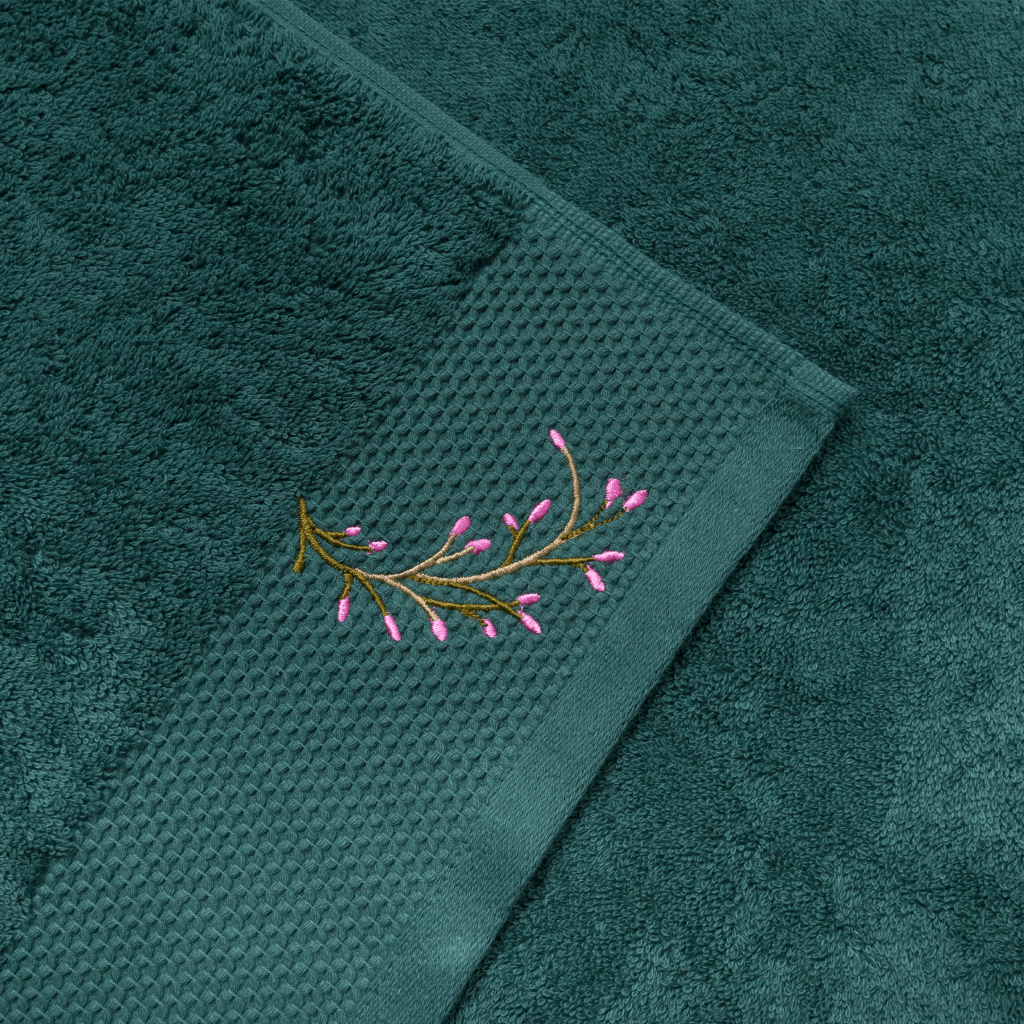 Набор махровых полотенец Изумруд с вышивкой Запах Рождества