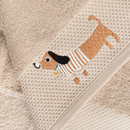 Комплект махровых полотенец Латте с вышивкой Nice Doggies