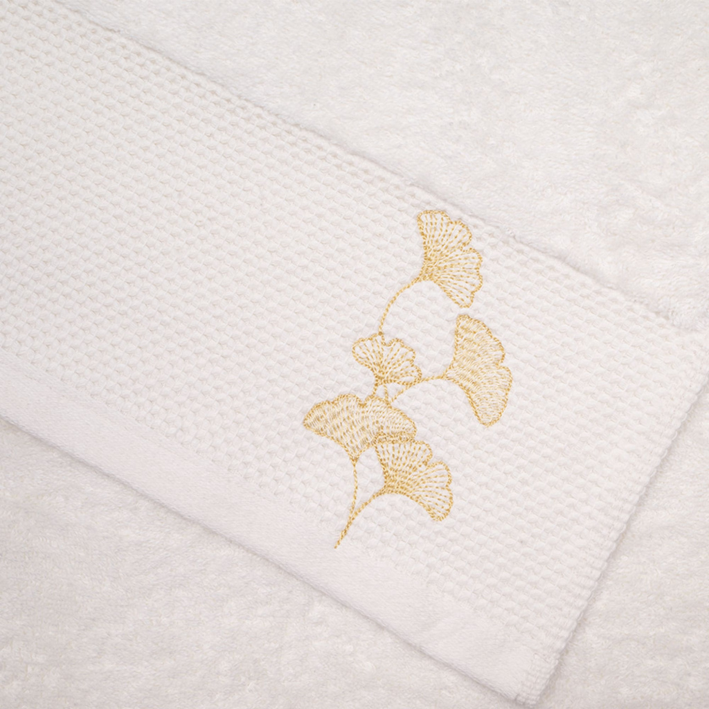 Набор махровых полотенец Айвори с вышивкой Гинкго