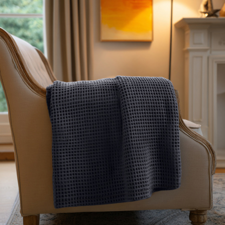 Плед вафельный Графит с вышивкой BH