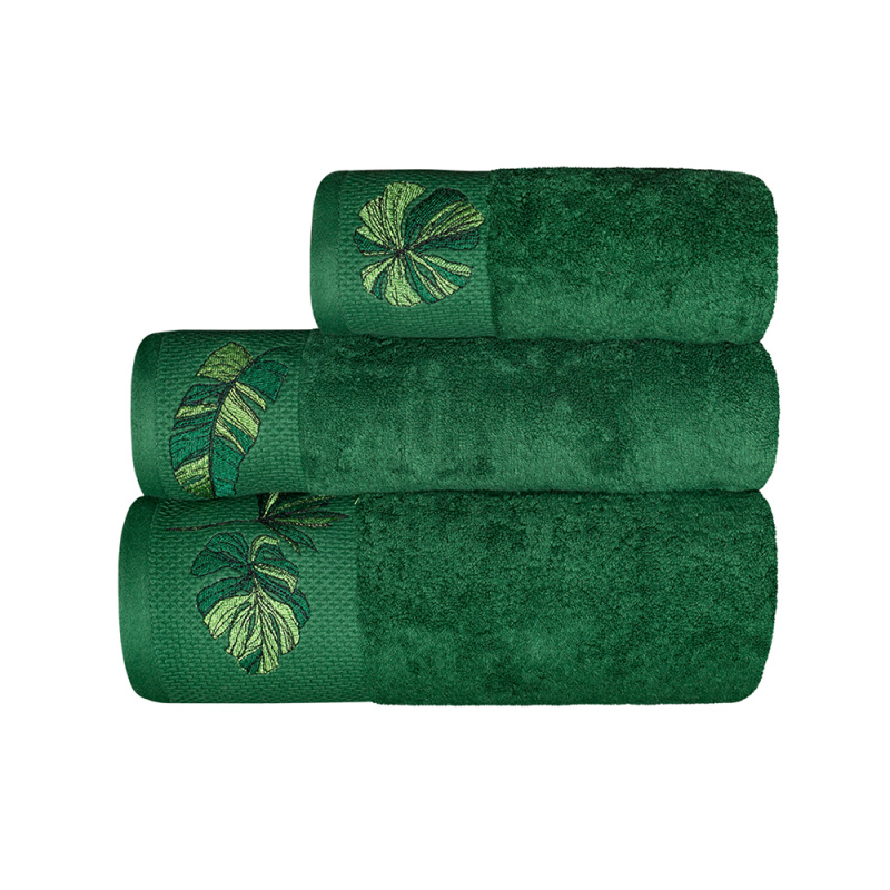 Комплект махровых полотенец Изумруд с вышивкой Джунгли