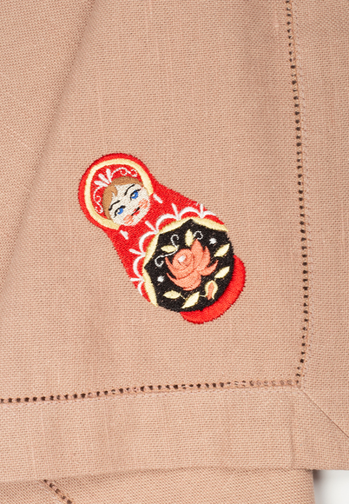 Комплект салфеток столовых с вышивкой lin/cotton Matryoshka style