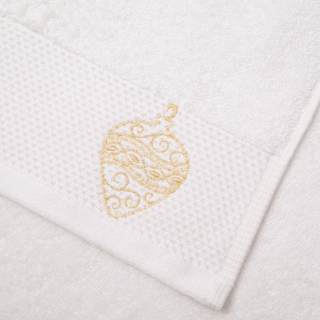 Набор махровых полотенец Айвори с вышивкой Елочные игрушки