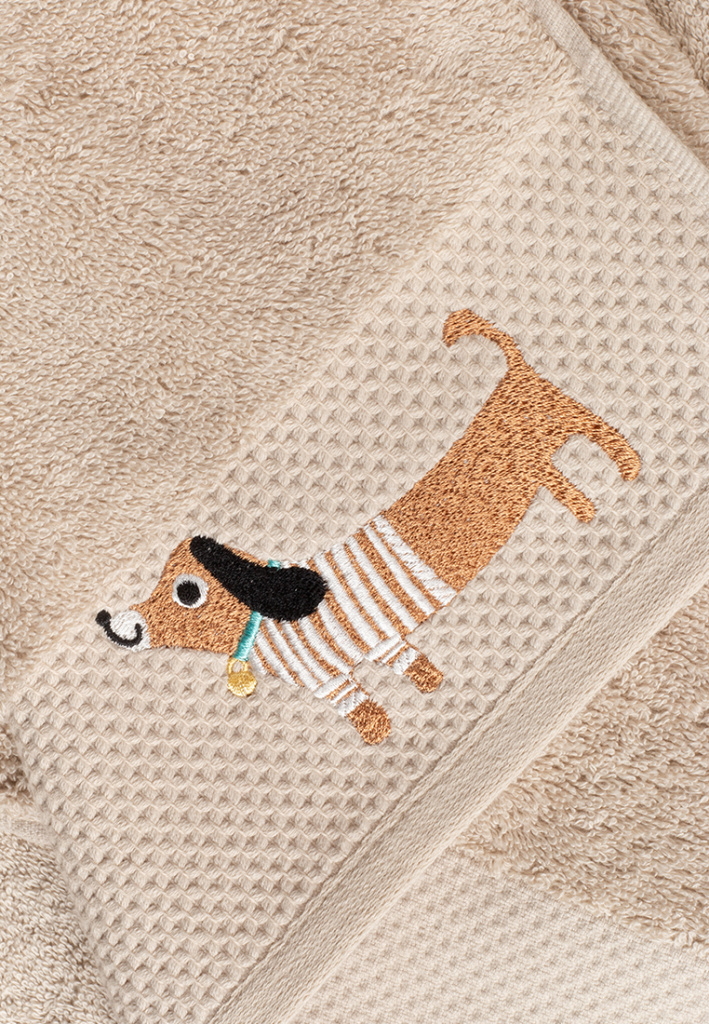 Комплект махровых полотенец Латте с вышивкой Nice Doggies