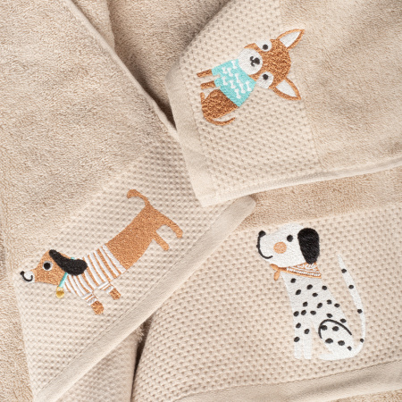 Комплект махровых полотенец Латте с вышивкой Nice Doggies Комплект махровых полотенец Латте с вышивкой Nice Doggies