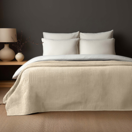 Плед вафельный Крем с вышивкой BH