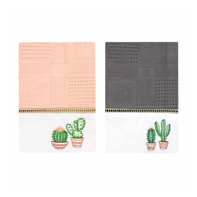 Комплект полотенец вафельных Cactuses