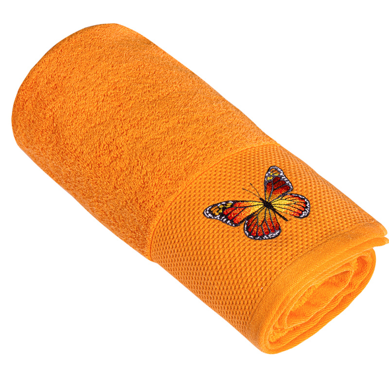 Полотенце махровое с вышивкой Баттерфляй Оранж