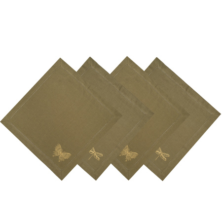 Комплект салфеток столовых с вышивкой lin/cotton Golden wings