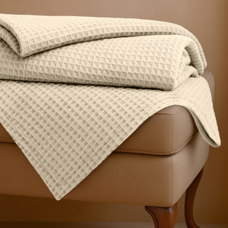 Плед вафельный Крем с вышивкой BH